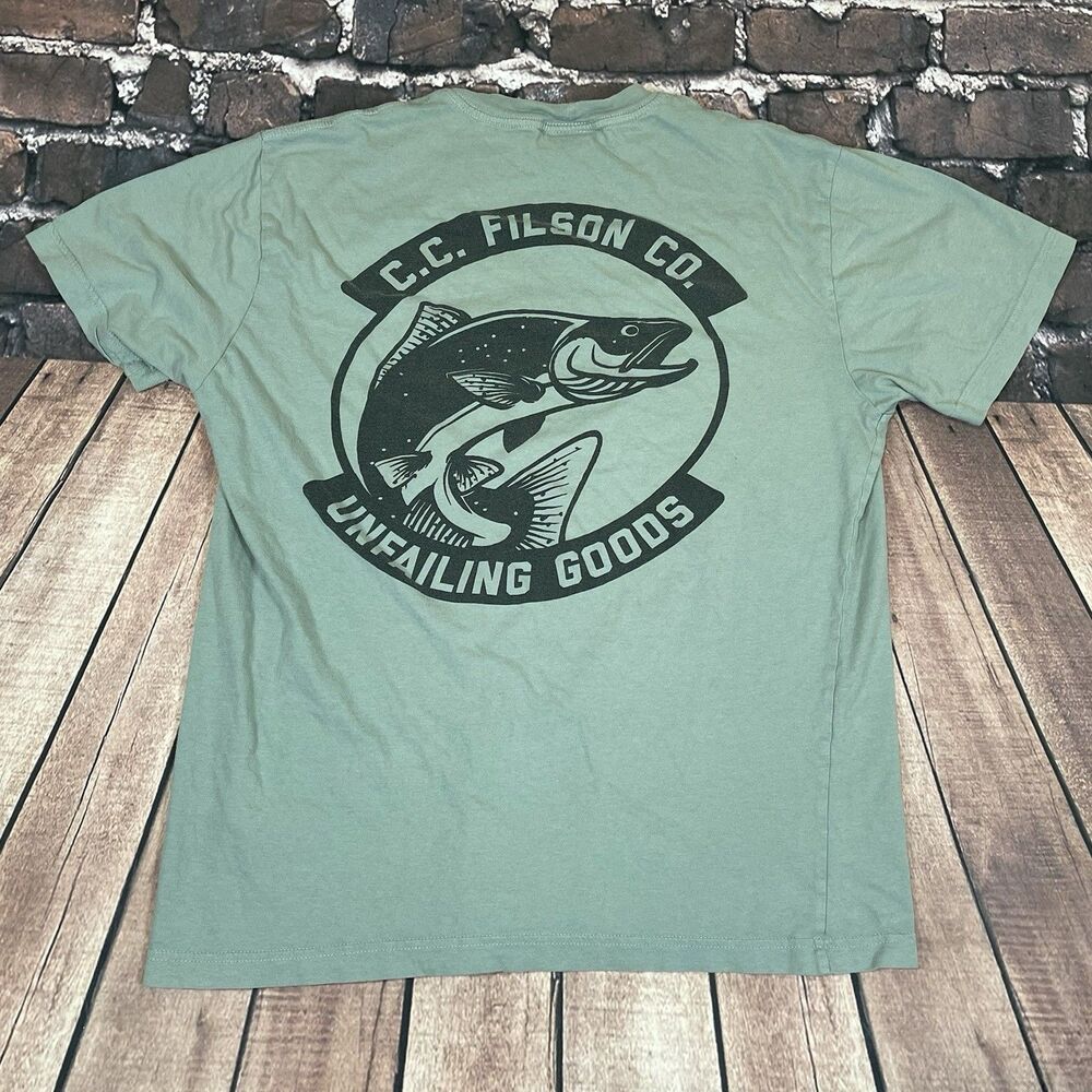FILSON Shirt Double Sided Trout Fishing Unfailing Goods Men’s Size Medium